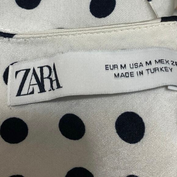 Zara White Silk Satin Polka Dot Sleeveless Cowl Neck Cami Midi Slip Tank Dress M - Picture 4 of 4